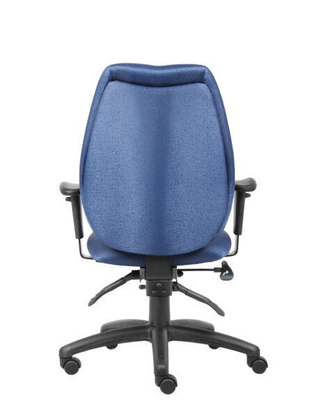 High-Back Task Chair with Adjustable Arms, Blue, isolated on a white background.