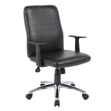 Retro Task Chair with Black T-Arms with a five-point rolling base.