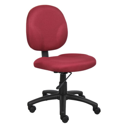 Diamond Task Chair with a red fabric seat and backrest, adjustable height lever, and black plastic wheeled base.