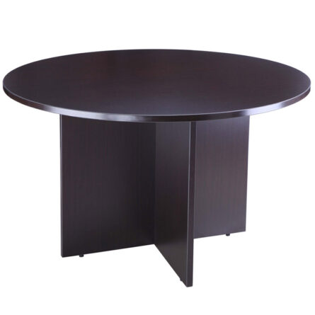 TOS 47" Round Table, Mocha table isolated on a white background.