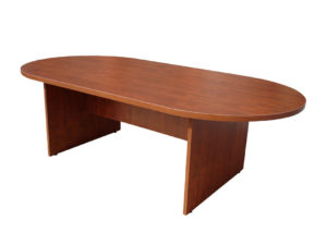 TOS 71"W X 35"D Race Track Conference Table, Cherry Laminate on a white background.