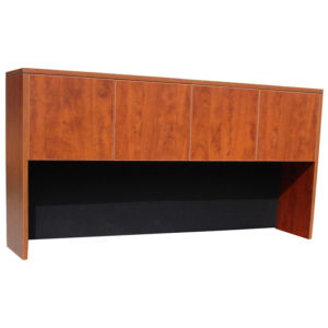 Modern wooden TOS 66" Four Door Hutch-Cherry with four doors and a black recessed compartment.