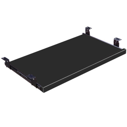 A TOS Keyboard Tray, Black designed for mounting in a server rack, isolated on a white background.