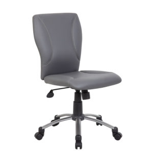 Tiffany Modern Office Chair grey with a high backrest and black wheeled base, featuring adjustable height controls.