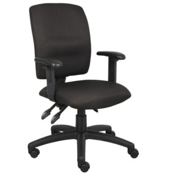 Multi-Function Fabric Task Chair W/ Adjustable Arms with wheeled base on a white background.