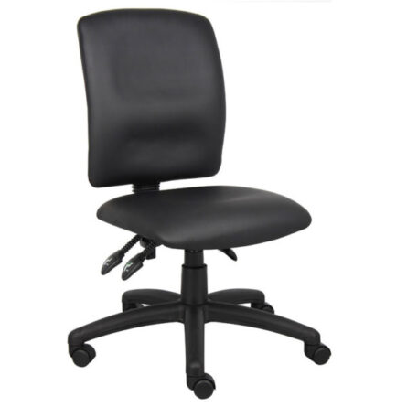 Multi-Function Fabric LeatherPlus Task Chair with adjustable height lever and five-wheeled base, isolated on a white background.