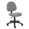 Adjusted Perfect Posture Deluxe Office Task Chair without Arms, Grey with a fabric seat and backrest on a black five-wheel base.