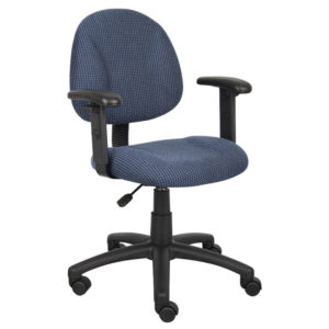 Perfect Posture Deluxe Office Task Chair with Adjustable Arms, Blue with black wheeled base.