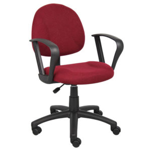 Perfect Posture Deluxe Office Task Chair with Loop Arms, Burgundy Fabric