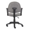 A Perfect Posture Deluxe Office Task Chair with Loop Arms in grey with adjustable height lever and black armrests on a swivel base.