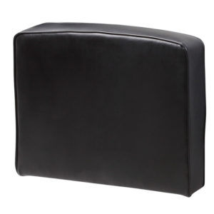 Black sectional sofa right arm backrest isolated on a white background.