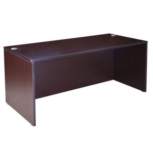 A simple TOS Desk Shell, 66″W X 30″D, Mocha with a flat top and no drawers, isolated on a white background.