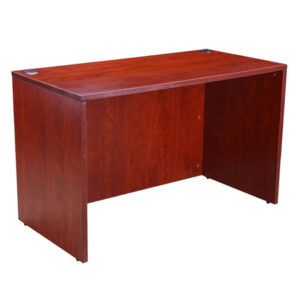 A simple, modern TOS Desk Shell 48X24, Cherry with a flat top and no drawers, photographed against a white background.