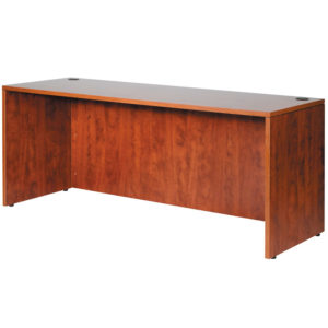 A TOS 66″ Credenza-Cherry with a glossy top and panel legs, presented against a plain background.