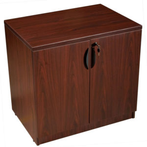 TOS Storage Cabinet-Mahogany with two doors and a simple knob handle on a white background.