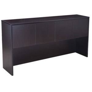 A modern, TOS Hutch With Doors, Cherry 71" W 15" D x 36 H sideboard with a sleek design and no visible handles.