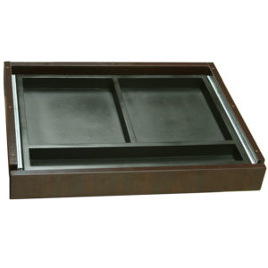 TOS Center Drawer with dual glass panes, painted dark grey, set against a plain background.