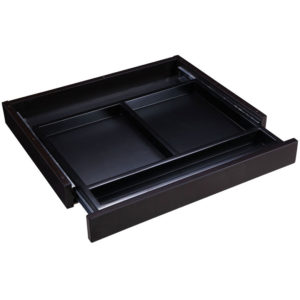 TOS Center Drawer-Mocha with multiple compartments, closed and positioned on a white background.