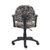 Zebra Print Microfiber Deluxe Posture Chair with Adjustable Arms on a white background.