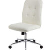 Millennial Modern Home Office Chair in White with quilted backrest, padded seat, and chrome swivel base with casters.