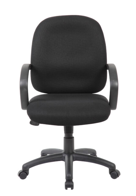 Ergonomic Budget Task Chair with adjustable height mechanism and five-wheeled base, isolated on a white background.