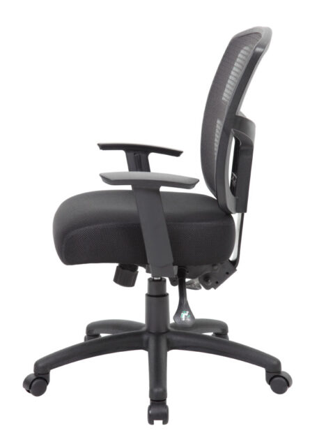 Contract Mesh Task Chair with black mesh backrest and cushioned seat on a five-point rolling base, featuring adjustable armrests and seat height.