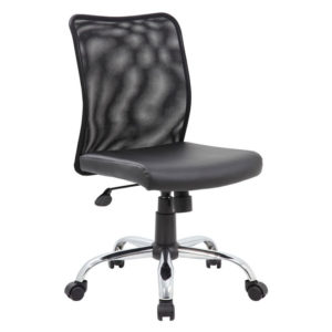 Budget Mesh Task Chair with a padded seat on a chrome base with casters.