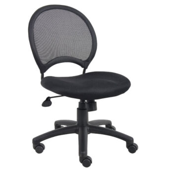 Black ergonomic Mesh Chair with mesh back and five-wheeled base, isolated on a white background.