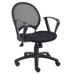 Mesh Chair With Loop Arms with a five-wheeled base.