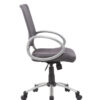 Mesh Back W/ Pewter Finish Task Chair with a cushioned seat, armrests, and a five-wheeled base, isolated on a white background.