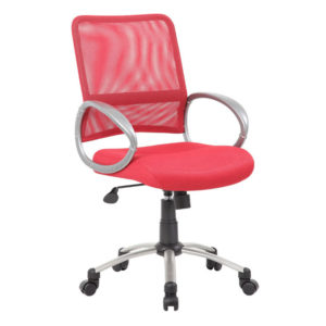 Mesh Back W/ Pewter Finish Task Chair with circular armrests on a five-wheeled base.