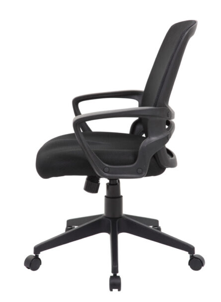 An Mesh Task Chair, Black with adjustable height, armrests, and a five-wheel base, photographed against a white background.