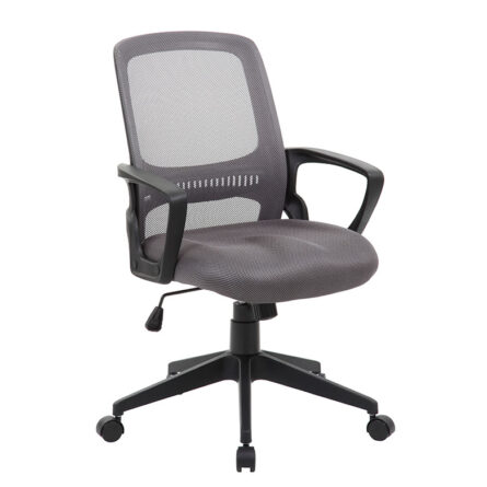 Ergonomic Mesh Task Chair, Grey on five caster wheels.