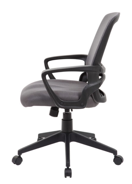 Mesh Task Chair, Grey with black armrests and base, set against a white background.