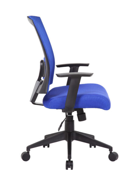 Mesh Back Task Chair with adjustable armrests and black wheeled base, isolated on a white background.