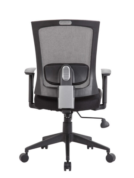 A modern Mesh Back Task Chair with adjustable armrests and a five-wheeled base, isolated on a white background.