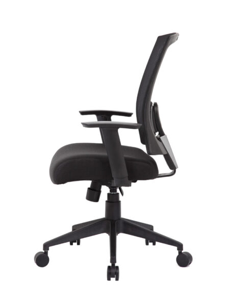 Mesh Back Task Chair with adjustable armrests and wheeled base, isolated on a white background.