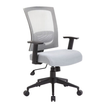 A modern Mesh Back Task Chair with a gray mesh backrest and fabric seat, featuring adjustable armrests and a black wheeled base.