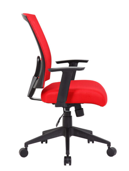 Mesh Back Task Chair with adjustable armrests and black base, isolated on a white background.