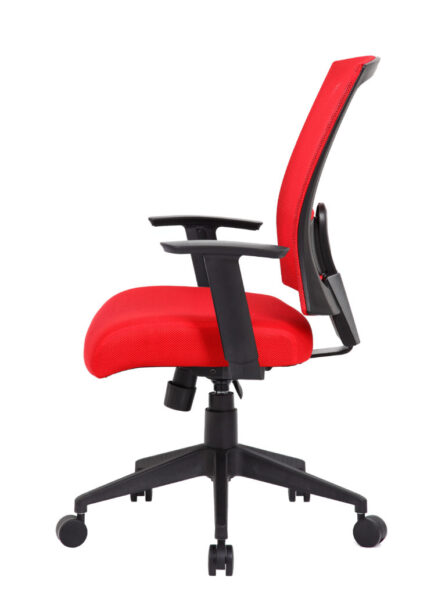 Mesh Back Task Chair with adjustable armrests and a black wheeled base, viewed from a slight angle to show both the seat and the backrest.