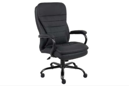 Heavy Duty Double Plush CaressoftPlus Chair-400 Lbs with padded seat, backrest, and armrests, on wheels, against a white background.